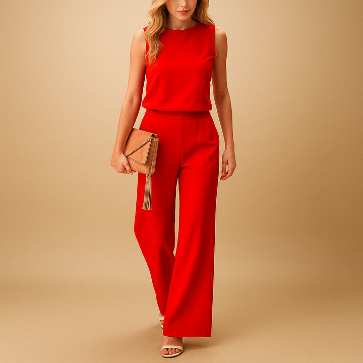 Elegant Jumpsuit | Vida Ben med Rund Halsringning | Mångsidig Passform för Alla Tillfällen 2