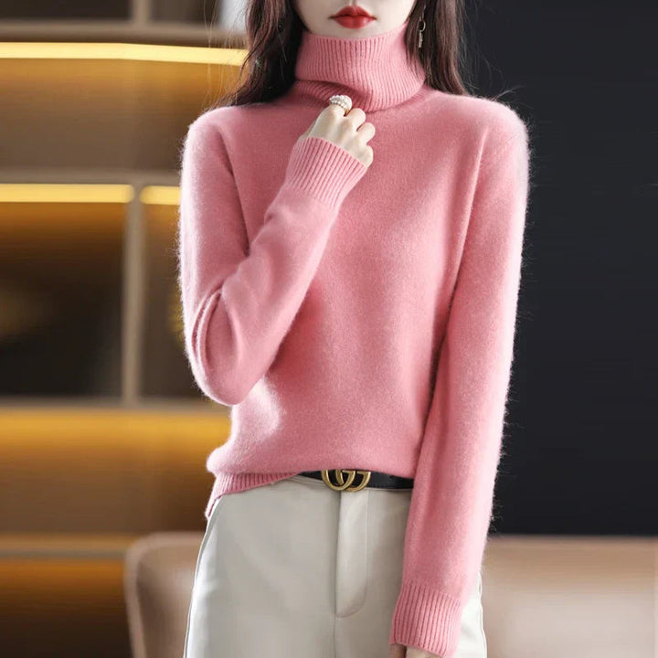 Elegant Kashmirtröja Dam med Hög Turtleneck | Mjuk och Värmande Basplagg för Vinter 1