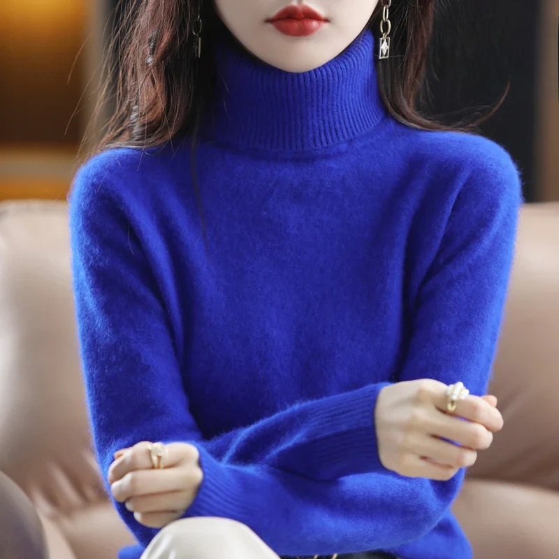 Elegant Kashmirtröja Dam med Hög Turtleneck | Mjuk och Värmande Basplagg för Vinter 10