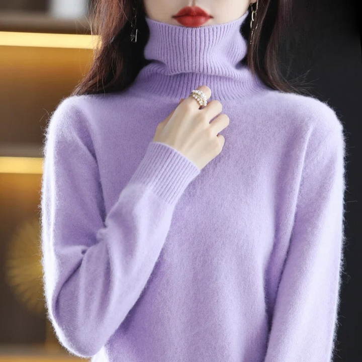 Elegant Kashmirtröja Dam med Hög Turtleneck | Mjuk och Värmande Basplagg för Vinter 11