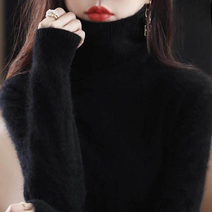 Elegant Kashmirtröja Dam med Hög Turtleneck | Mjuk och Värmande Basplagg för Vinter 12