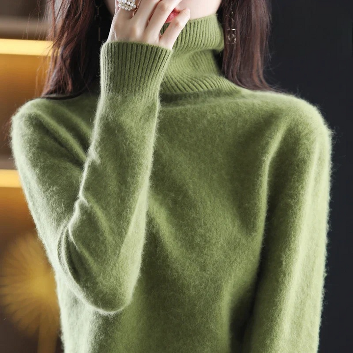 Elegant Kashmirtröja Dam med Hög Turtleneck | Mjuk och Värmande Basplagg för Vinter 14