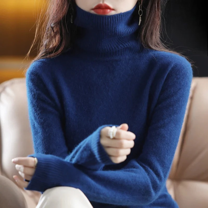 Elegant Kashmirtröja Dam med Hög Turtleneck | Mjuk och Värmande Basplagg för Vinter 16