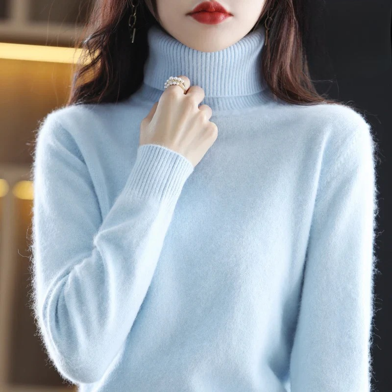 Elegant Kashmirtröja Dam med Hög Turtleneck | Mjuk och Värmande Basplagg för Vinter 4