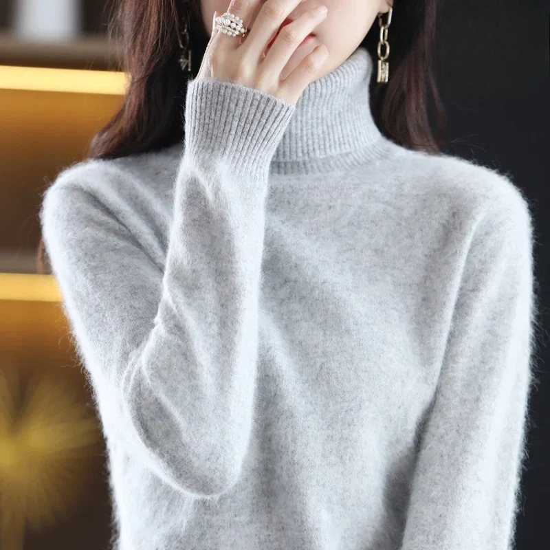 Elegant Kashmirtröja Dam med Hög Turtleneck | Mjuk och Värmande Basplagg för Vinter 7