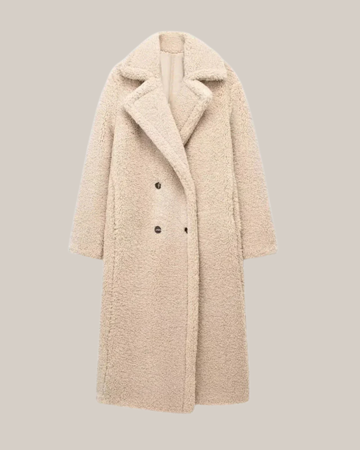 Elegant Lång Teddyjacka för Kvinnor med Dubbelknäppning | Vinterplagg för Stil och Värme 3