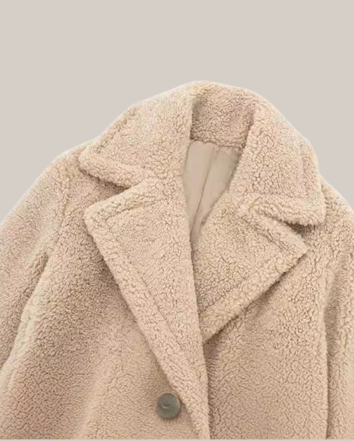 Elegant Lång Teddyjacka för Kvinnor med Dubbelknäppning | Vinterplagg för Stil och Värme 4
