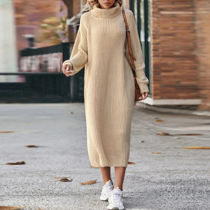 Elegant Midi Stickad Tröja Dam med Hög Turtleneck | Mjuk och Bekväm Design för Alla Tillfällen 0
