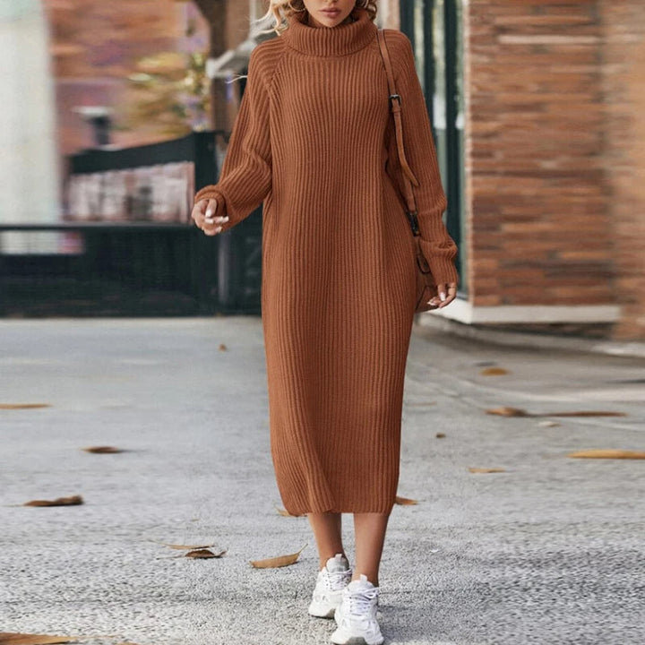 Elegant Midi Stickad Tröja Dam med Hög Turtleneck | Mjuk och Bekväm Design för Alla Tillfällen 1