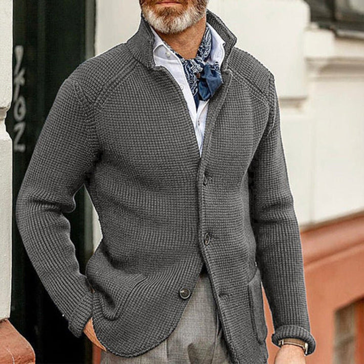 Elegant Svart Stickad Kofta för Män med Mångsidig Design | Bekväm och Slitstark Cardigan 3