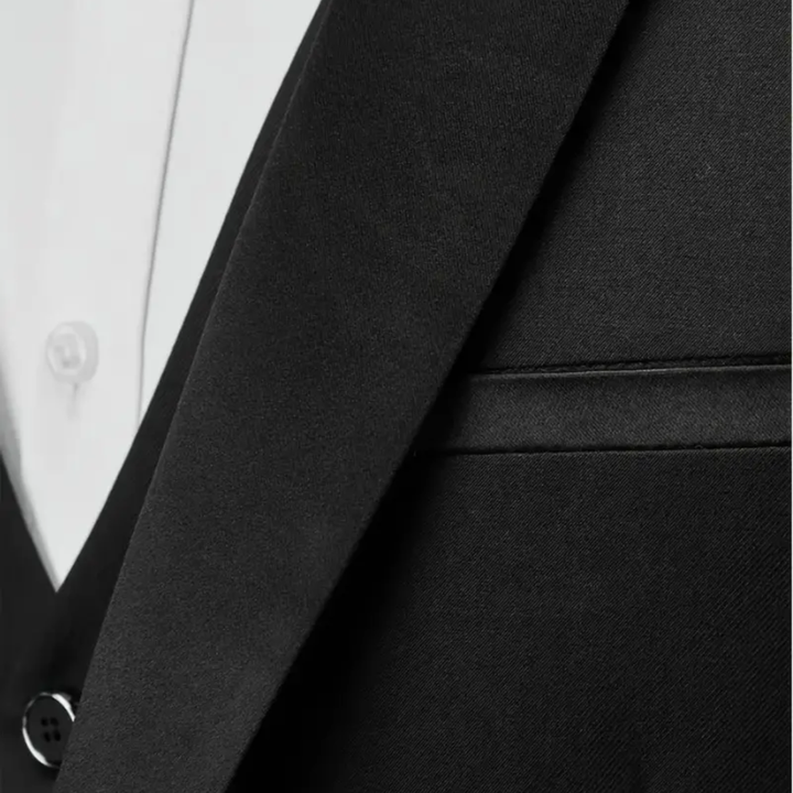 Eleganta Smokingdräkten | Tredelad Herrkostym med Slim Fit &amp; Satinslag | Perfekt för Bröllop och Formella Evenemang 2