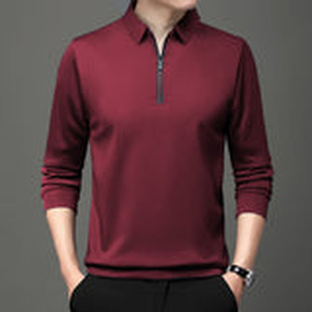 Ethan | Modern Asymmetrical Long Sleeve Polo - Röd