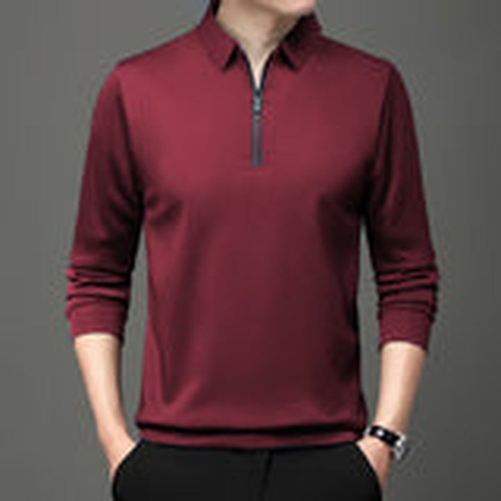 Ethan | Modern Asymmetrical Long Sleeve Polo - Röd