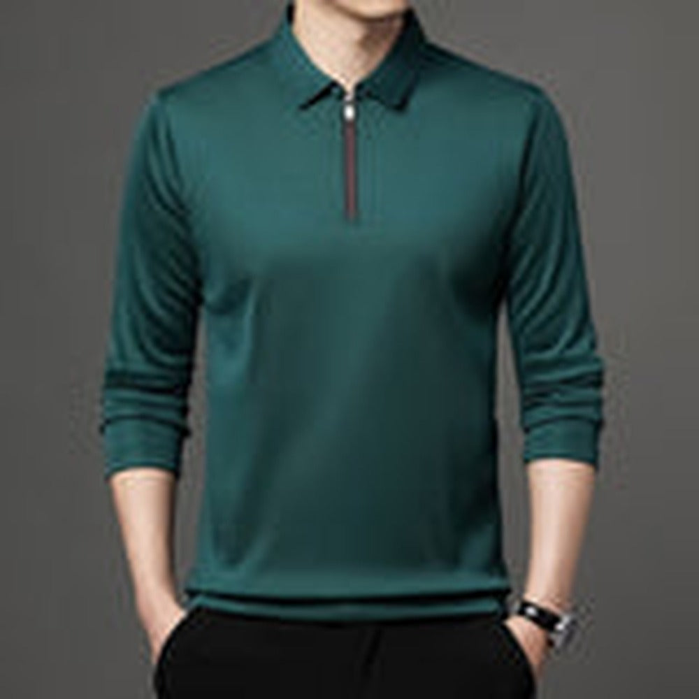 Ethan | Modern Asymmetrical Long Sleeve Polo - Grön
