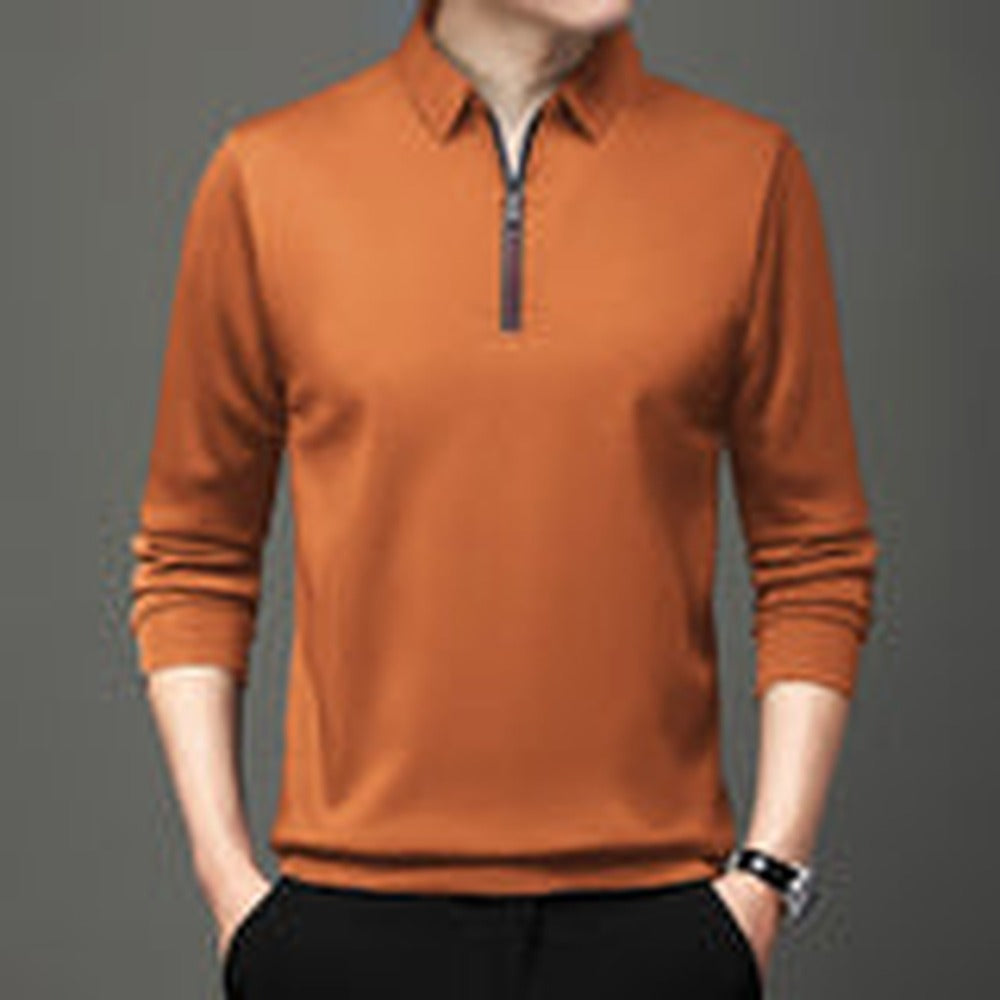 Ethan | Modern Asymmetrical Long Sleeve Polo - Orange