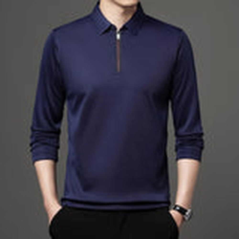 Ethan | Modern Asymmetrical Long Sleeve Polo - Marin