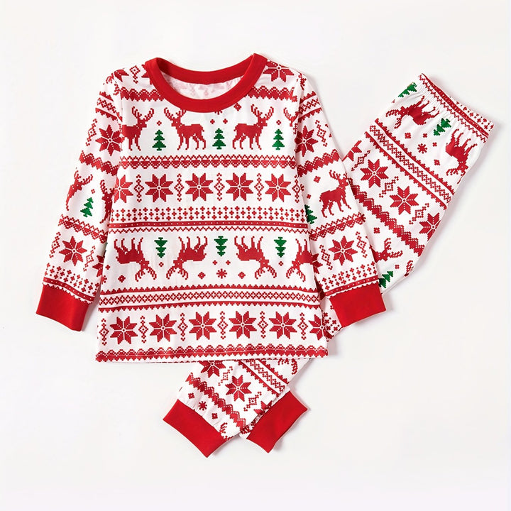 Familjepyjamas | Julpyjamas med Renmönster och Mjuk Design | Bekväm och Mysig för Alla Åldrar 2