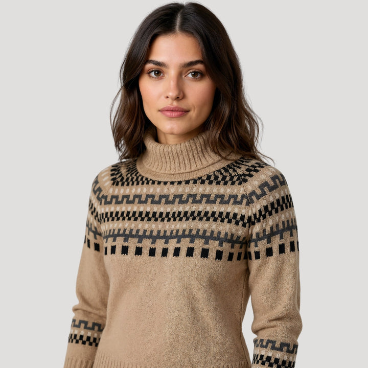 Klassisk Fair Isle | Chunky Stickad Tröja för Kvinnor med Hög Halsringning | Tidlös Vinterstil för Komfort och Värme 1