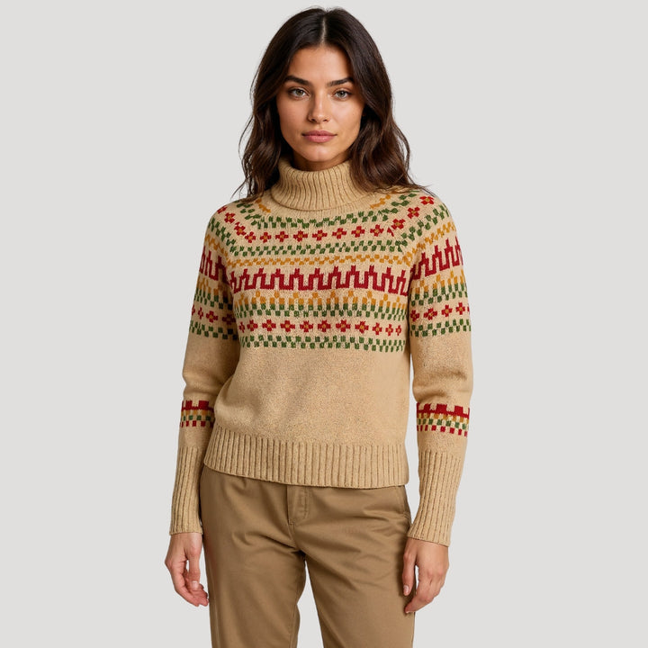 Klassisk Fair Isle | Chunky Stickad Tröja för Kvinnor med Hög Halsringning | Tidlös Vinterstil för Komfort och Värme 4