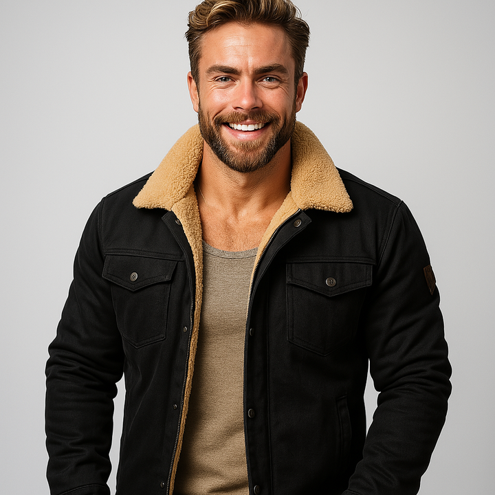 Klassisk Herrjacka | Shearling-fodrad Vinterjacka med Bröstfickor | Mångsidig Design för Värme och Komfort 3