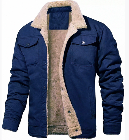 Klassisk Herrjacka | Shearling-fodrad Vinterjacka med Bröstfickor | Mångsidig Design för Värme och Komfort 7