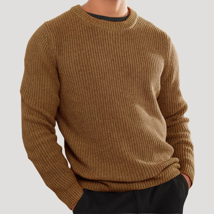 Klassisk Stickad Tröja för Män med Rund Hals | Mjuk och Ventilerande Design för Vardagsbruk 1