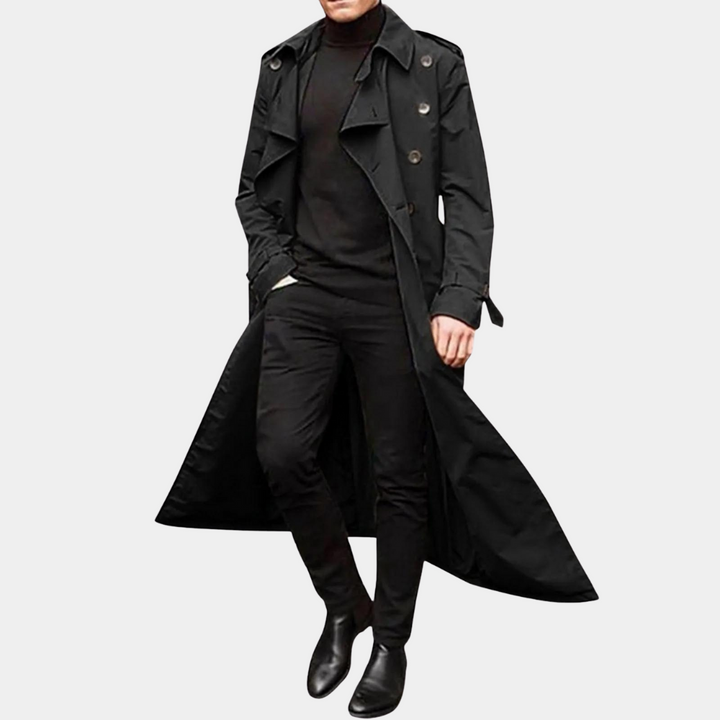 Klassisk Svart Trenchcoat för Män med Vattentålig Design | Tidlös Stil för Kalla Dagar 2