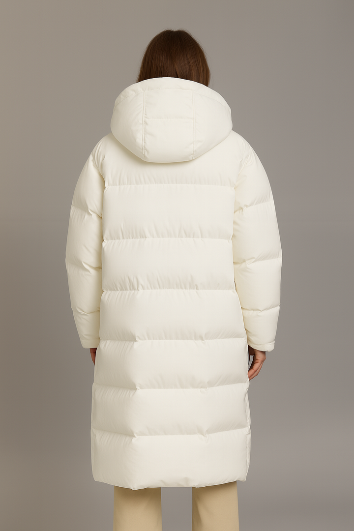 Kvinnors Longline Puffer Coat med Huva | Ultravarm Vinterjacka för Skydd och Komfort 3