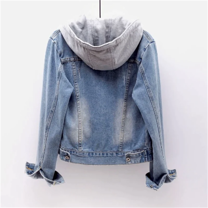 Lätt Jeansjacka Dam med Huva och Dragsko | Chic Design för Vår och Sommar 1