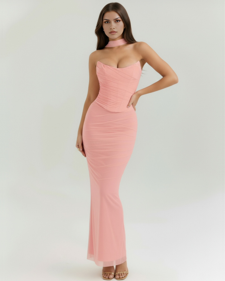 Mia | Elegant Maxi Set Med Korsett Och Kjol 0