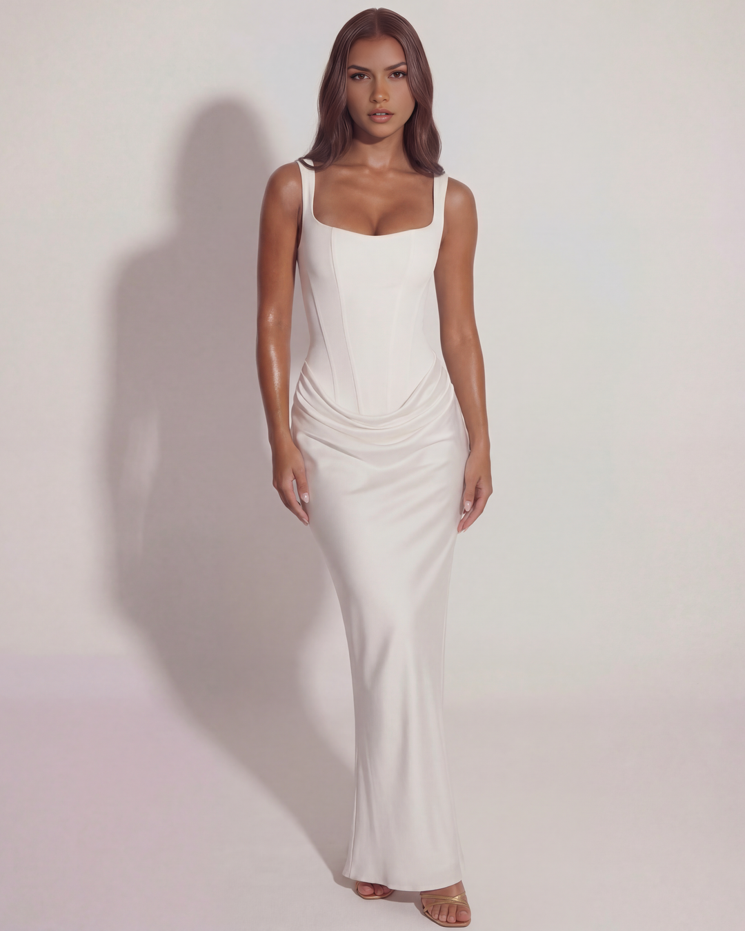 Mia | Elegant Vit Maxi Klänning 8