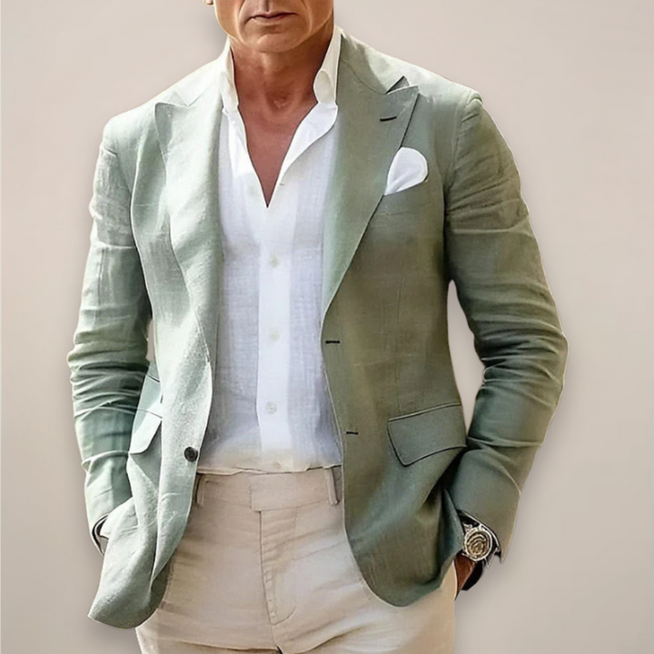Modern Linnekavaj | Casual Blazer för Män med Skräddarsytt Snitt | Mångsidig Stil för Eleganta Tillfällen 2