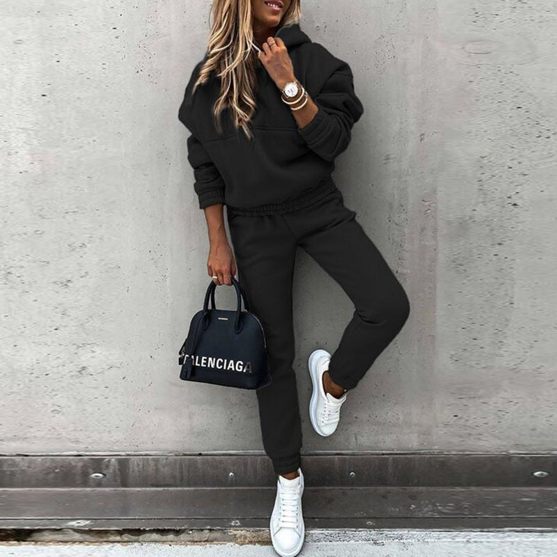 Mysigt Loungewear Set för Kvinnor | Huvtröja och Joggingsbyxor med Avslappnad Passform för Komfort och Stil 0