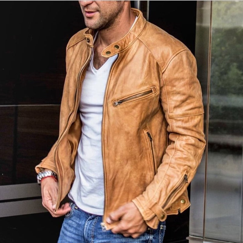 Stilren Bikerjacka för Män med Väderbeständig Finish | Slim Fit Design för Modern Elegans 1