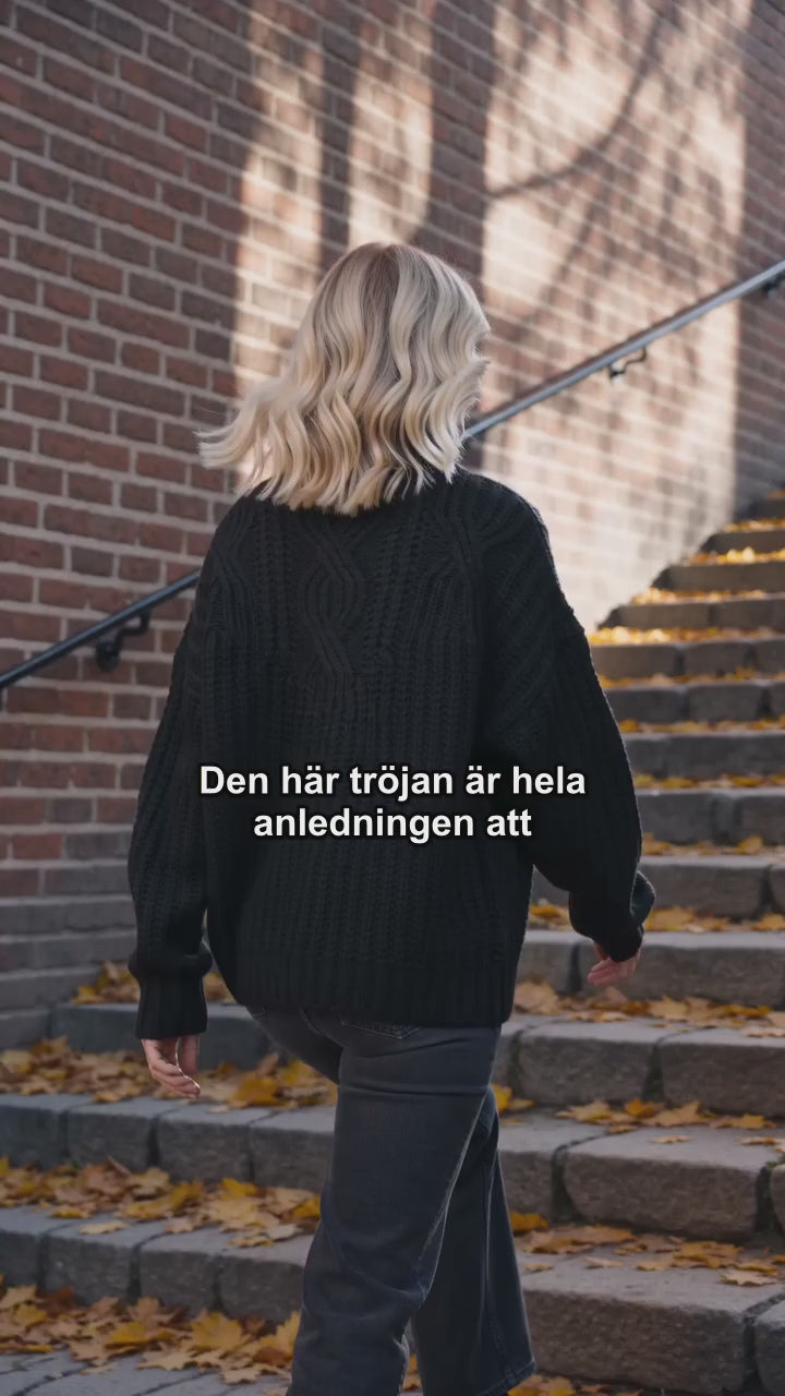 Palmikkoneulepusero naisille | Korkea kaulus ja pehmeä neulossekoite | Täydellinen kylmiin sääolosuhteisiin